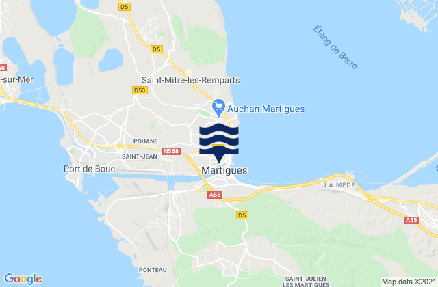 Karte der Gezeiten Martigues, France