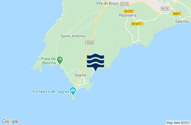 Karte der Gezeiten Martinhal, Portugal