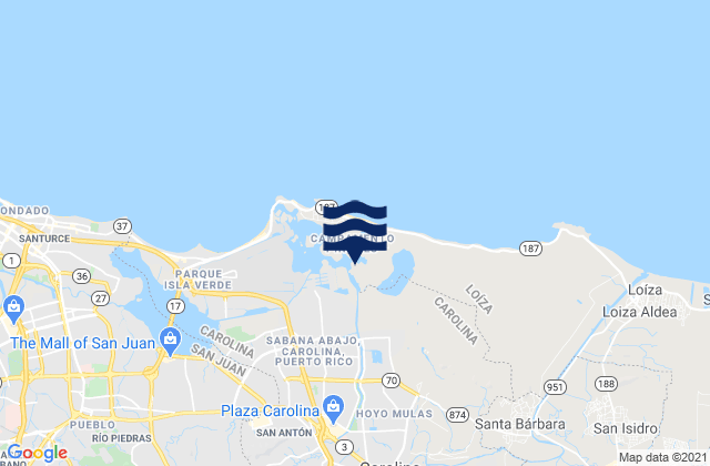 Karte der Gezeiten Martín González Barrio, Puerto Rico