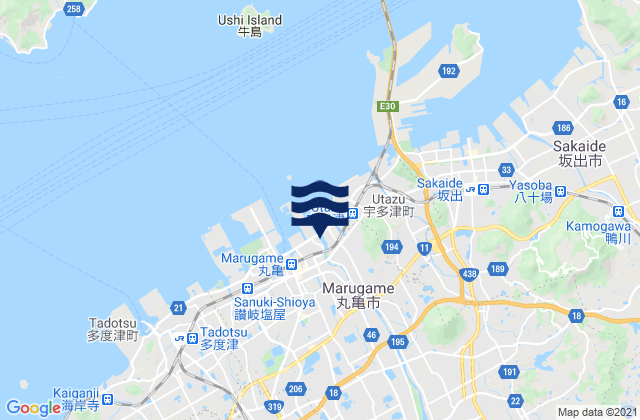 Karte der Gezeiten Marugame Shi, Japan