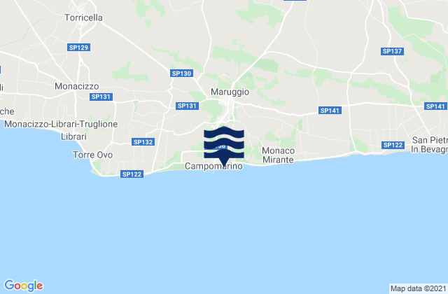 Karte der Gezeiten Maruggio, Italy