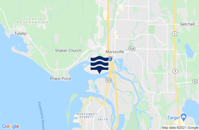 Karte der Gezeiten Marysville, United States