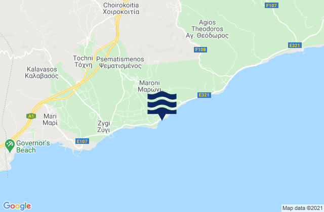 Karte der Gezeiten Maróni, Cyprus