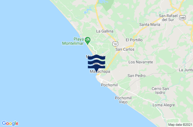 Karte der Gezeiten Masachapa, Nicaragua