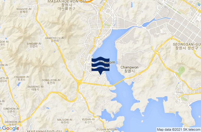 Karte der Gezeiten Masan-man, South Korea