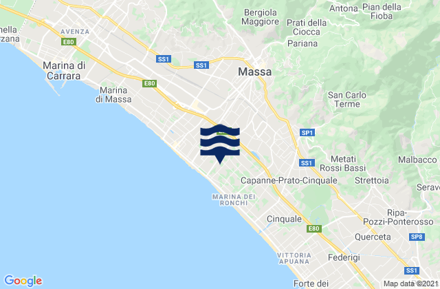 Karte der Gezeiten Massa, Italy