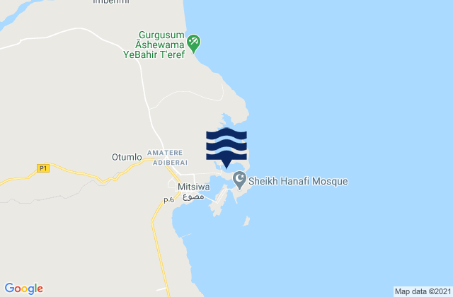 Karte der Gezeiten Massaua, Eritrea