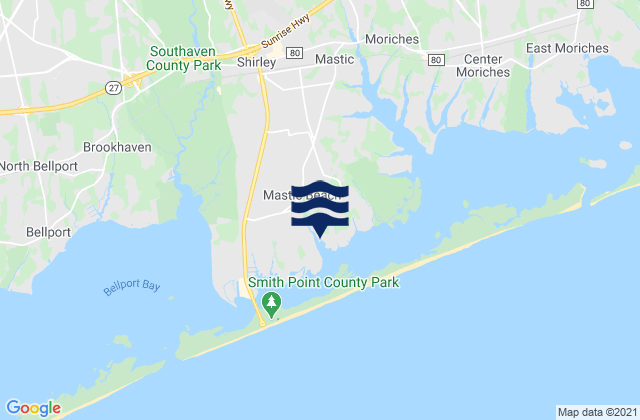 Karte der Gezeiten Mastic Beach, United States