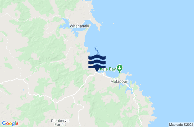 Karte der Gezeiten Matapouri Beach, New Zealand