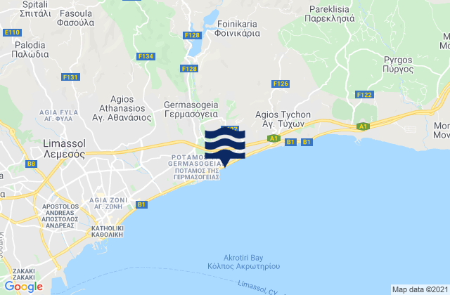 Karte der Gezeiten Mathikolóni, Cyprus