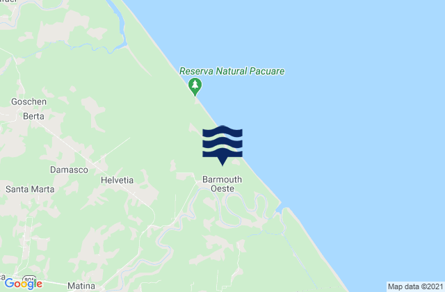 Karte der Gezeiten Matina, Costa Rica