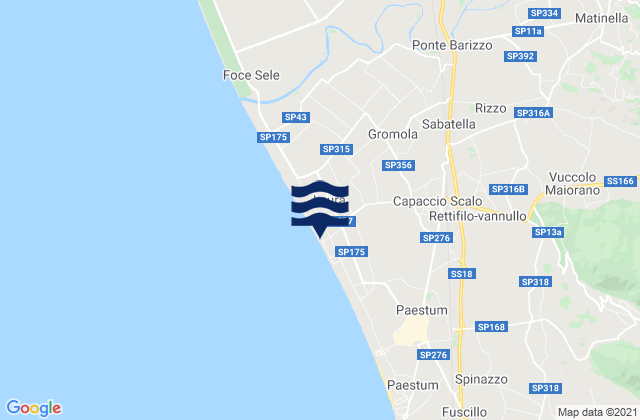 Karte der Gezeiten Matinella, Italy