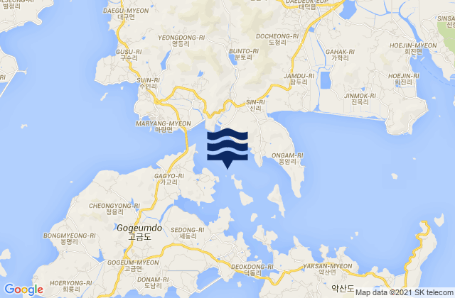 Karte der Gezeiten Mato-sudo, South Korea