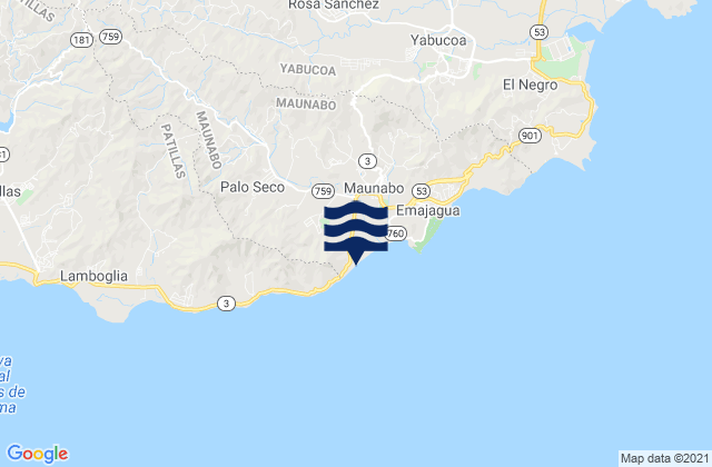 Karte der Gezeiten Maunabo Municipio, Puerto Rico