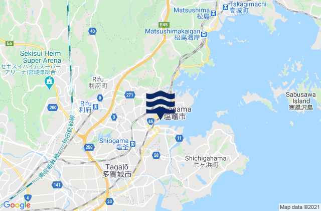 Karte der Gezeiten Mawari, Japan