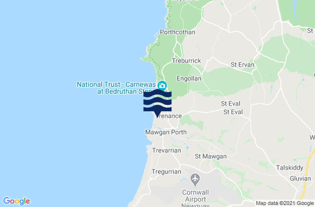 Karte der Gezeiten Mawgan Porth Beach, United Kingdom