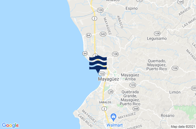 Karte der Gezeiten Mayaguez (sub), Puerto Rico