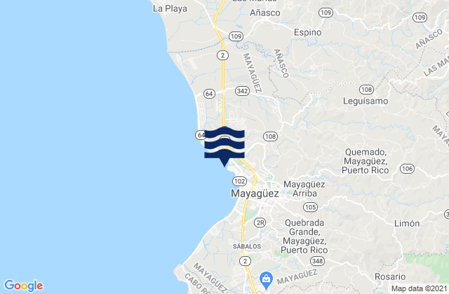 Karte der Gezeiten Mayaguez, Puerto Rico
