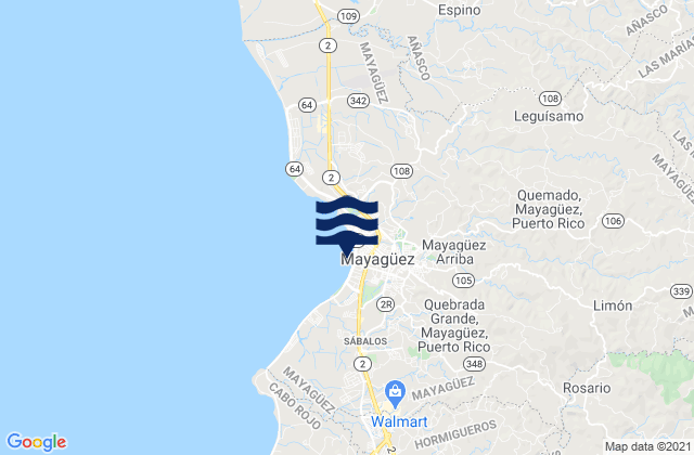 Karte der Gezeiten Mayagüez, Puerto Rico