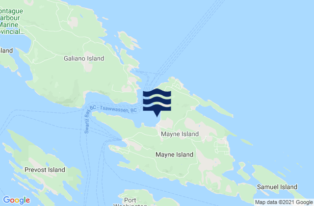 Karte der Gezeiten Mayne Island, Canada