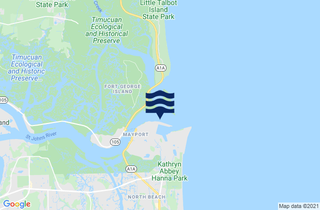 Karte der Gezeiten Mayport Naval Sta. (St Johns River), United States