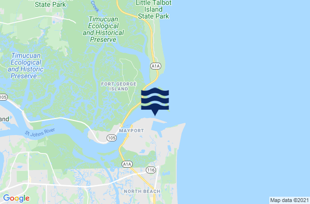 Karte der Gezeiten Mayport Naval Sta. St Johns River, United States