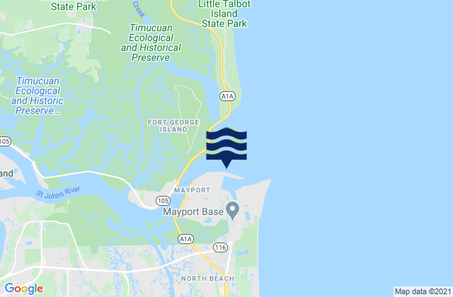 Karte der Gezeiten Mayport Naval Station Water Treatment Dock, United States