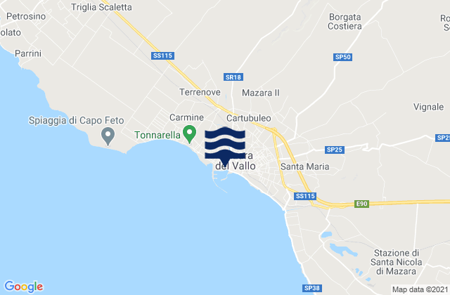 Karte der Gezeiten Mazara del Vallo, Italy