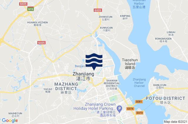 Karte der Gezeiten Mazhang, China