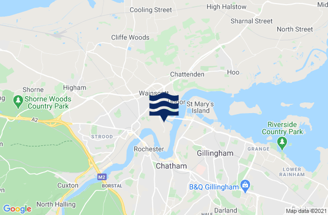 Karte der Gezeiten Medway, United Kingdom