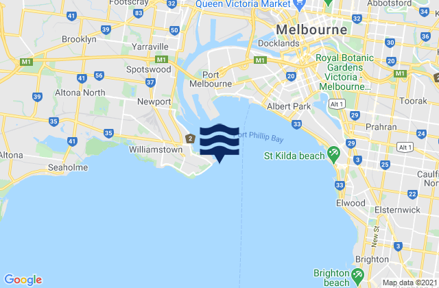 Karte der Gezeiten Melbourne (Williamstown), Australia