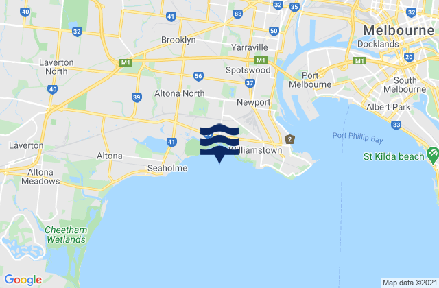 Karte der Gezeiten Melbourne, Australia
