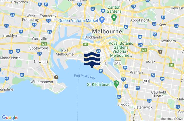 Karte der Gezeiten Melbourne, Australia
