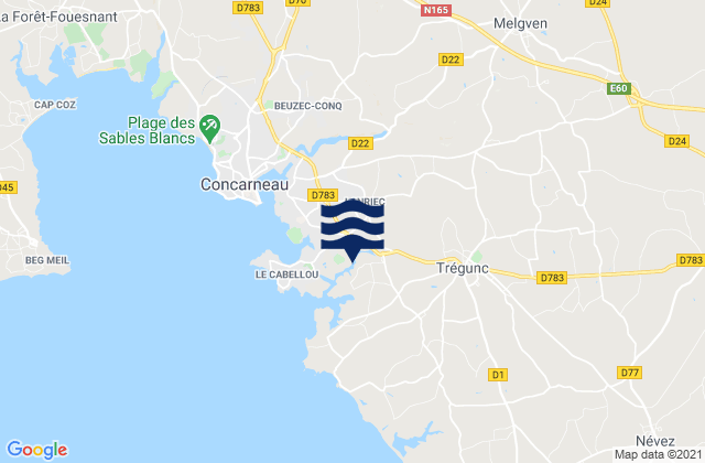 Karte der Gezeiten Melgven, France