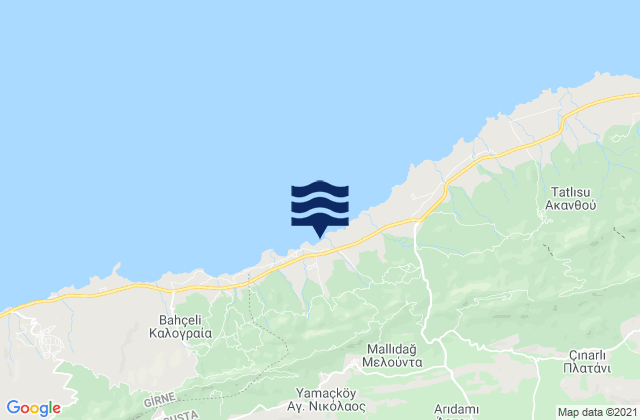 Karte der Gezeiten Meloúnta, Cyprus