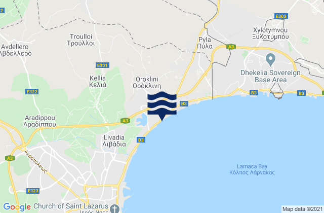 Karte der Gezeiten Meloúseia, Cyprus