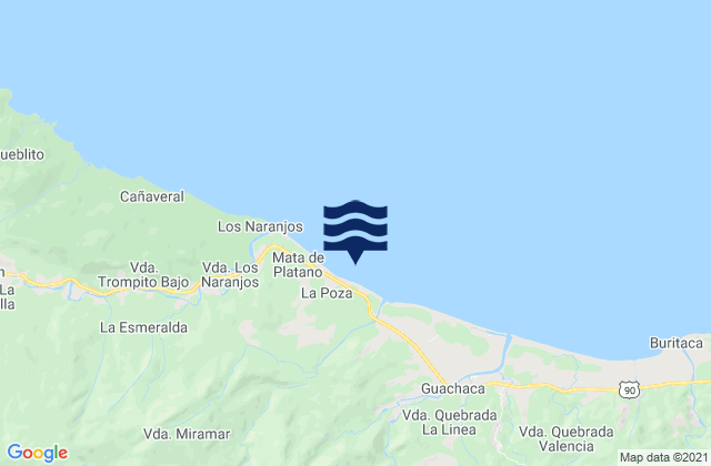 Karte der Gezeiten Mendihuaca, Colombia
