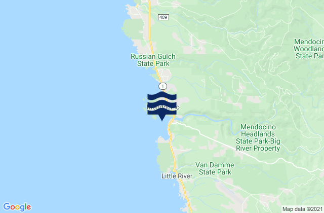 Karte der Gezeiten Mendocino (Mendocino Bay), United States