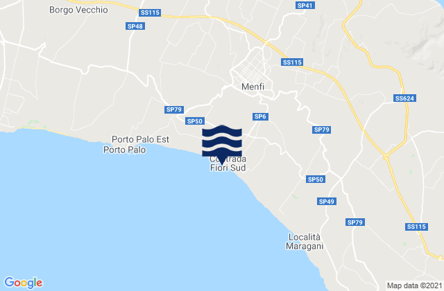 Karte der Gezeiten Menfi, Italy