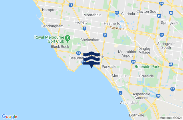 Karte der Gezeiten Mentone, Australia