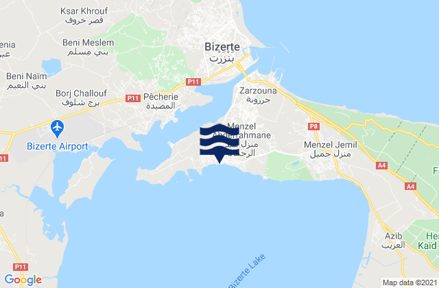 Karte der Gezeiten Menzel Abderhaman, Tunisia