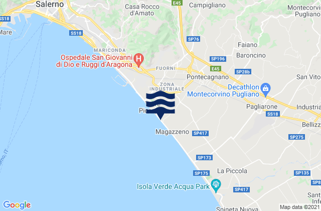Karte der Gezeiten Mercato, Italy