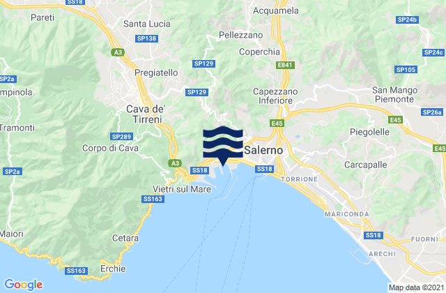 Karte der Gezeiten Mercato San Severino, Italy