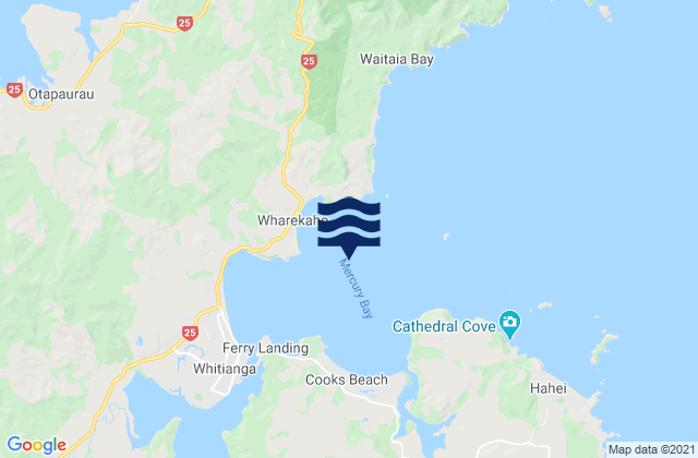 Karte der Gezeiten Mercury Bay, New Zealand