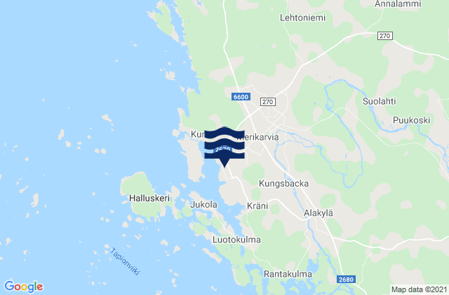 Karte der Gezeiten Merikarvia, Finland