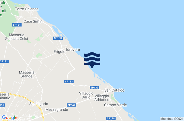 Karte der Gezeiten Merine, Italy