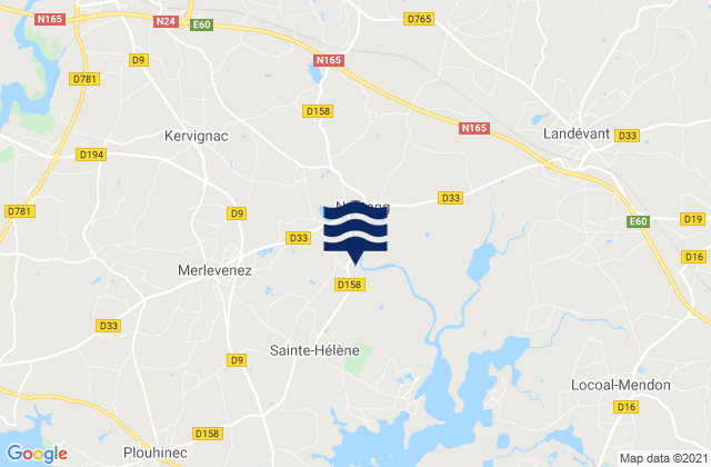 Karte der Gezeiten Merlevenez, France
