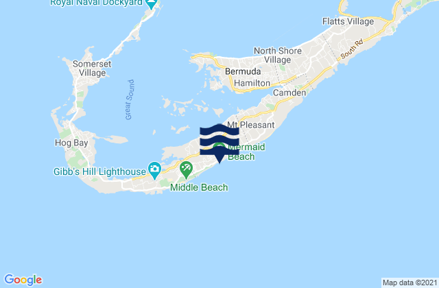 Karte der Gezeiten Mermaid Beach, Bermuda