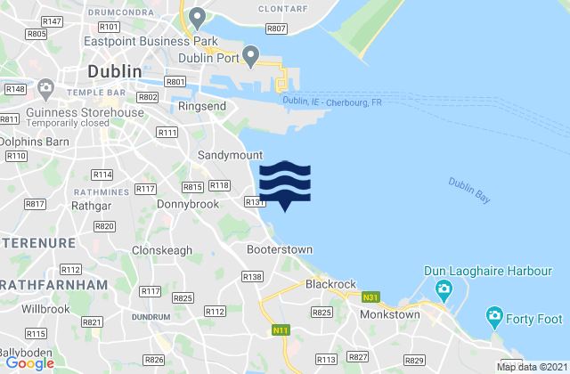 Karte der Gezeiten Merrion Strand, Ireland