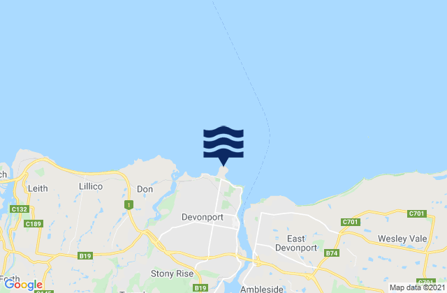 Karte der Gezeiten Mersey Bluff Lighthouse, Australia